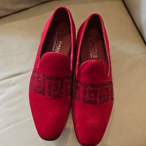 Men's Red Velvet Loafers by TERRONI ITALIAN DESIGNER